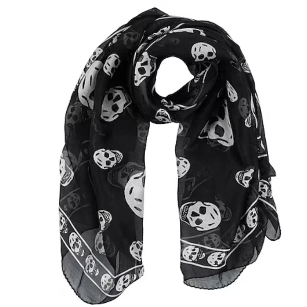 Alexander McQueen Skull Silk Scarf Black